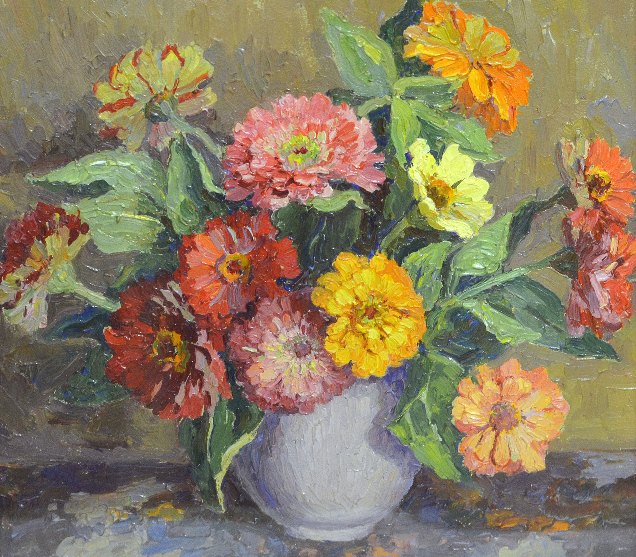 Zinnias painting