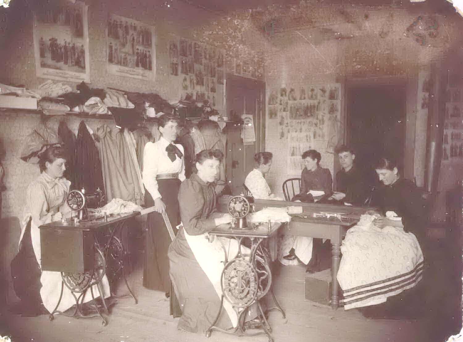Interior of Emma Rhyner’s Dress Shop in Oshkosh, Wisconsin, circa 1898.